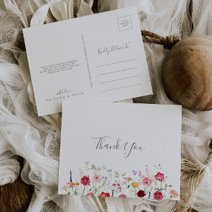 Carte Postale Merci Fleur sauvage multicouleur simple