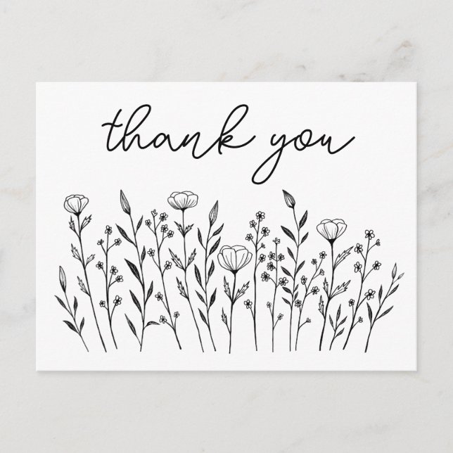 Carte Postale MERCI Fleur sauvage simple personnalisé (Devant)