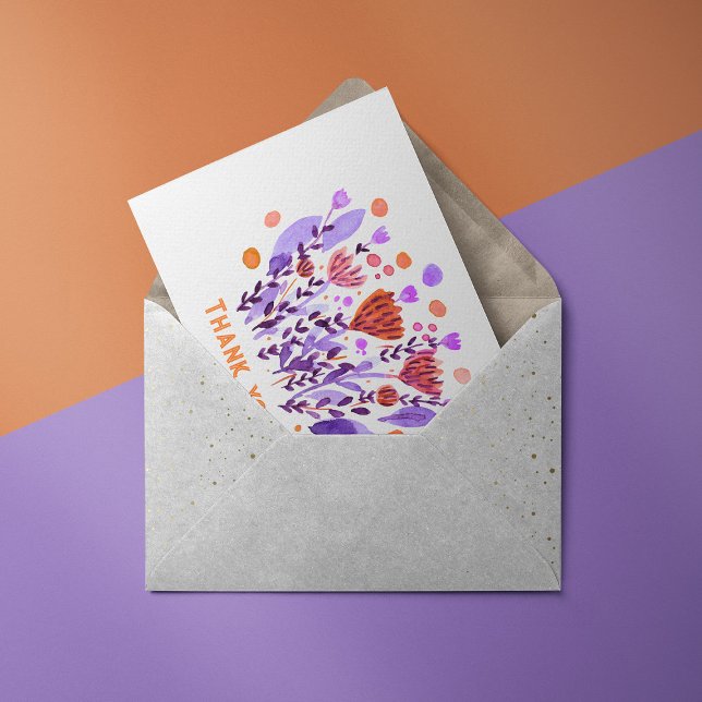 Carte Postale Merci fleurs mignonnes de doodle rétro (Créateur téléchargé)