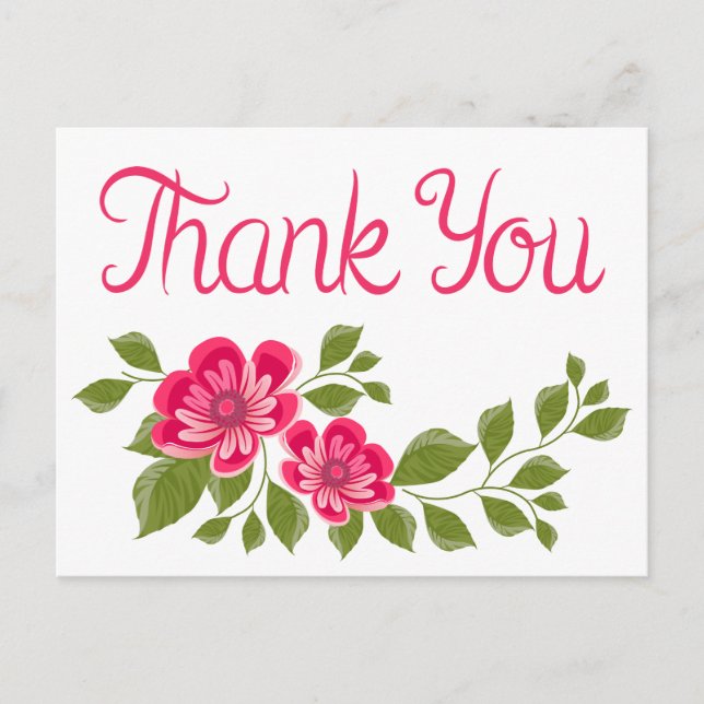 Carte Postale Merci Floral Aquarelle Fleur pourpre (Devant)