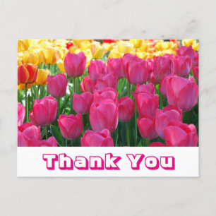 Carte Postale Merci floral Fleurs de tulipes jaunes et roses