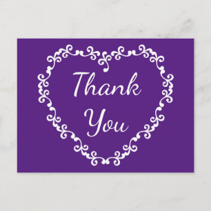 Carte Postale Merci floral Purple et Coeur blanc