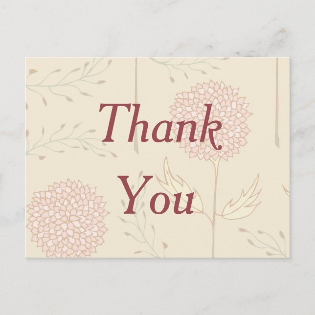 Carte Postale Merci Floral Rouge (Devant)