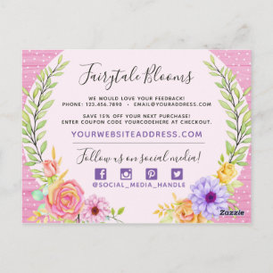 Carte Postale Merci Floral Whimsical Roses Rustique Rose Bois