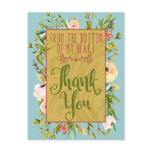 Carte postale Merci florale du fond de mon coeur