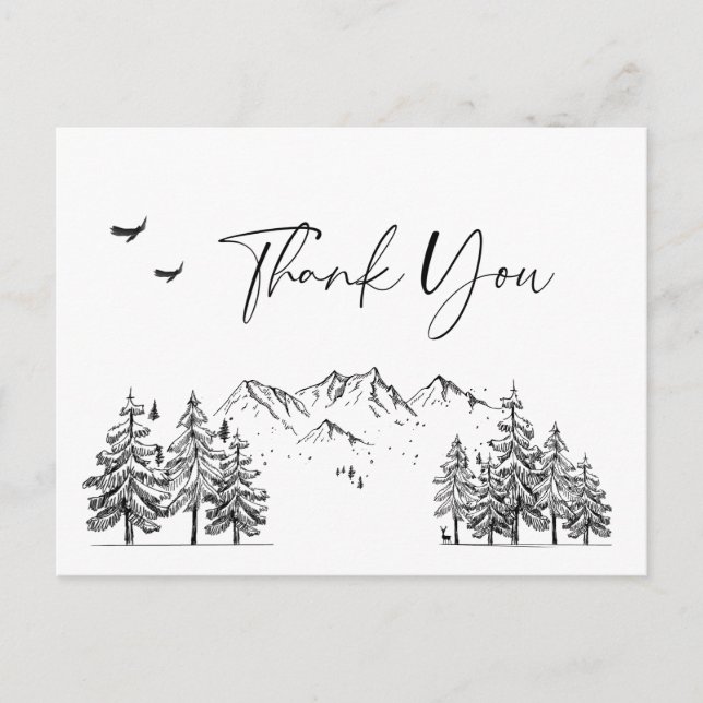 Carte Postale Merci forestier des montagnes à la main (Devant)