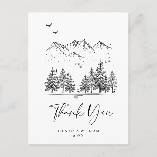 Carte Postale Merci forestier des montagnes à la main (Devant)