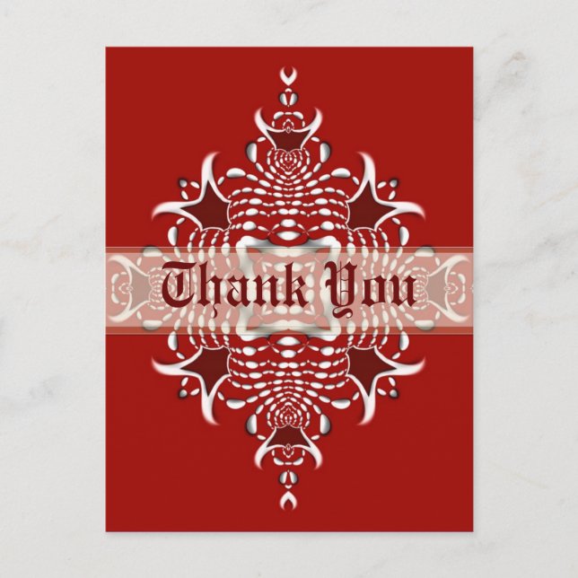 Carte postale Merci Fractée rouge et blanc (Devant)