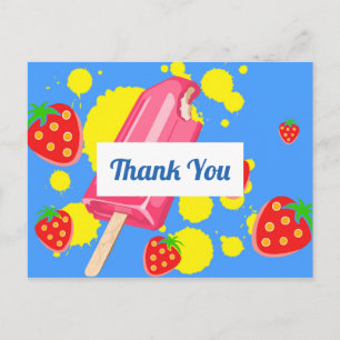 Carte Postale Merci Fun Pink Popsicle et fraises