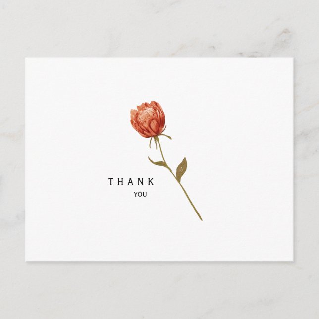 Carte Postale Merci funéraire simple à tige florale (Devant)