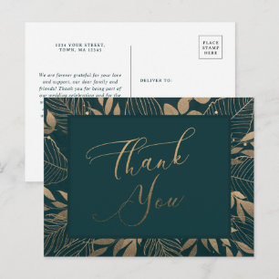 Carte postale Merci Gold Foliage Border