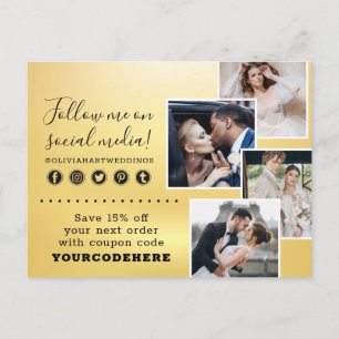 Carte Postale Merci Gold Minimalist Swash Chic Logo 4 photos