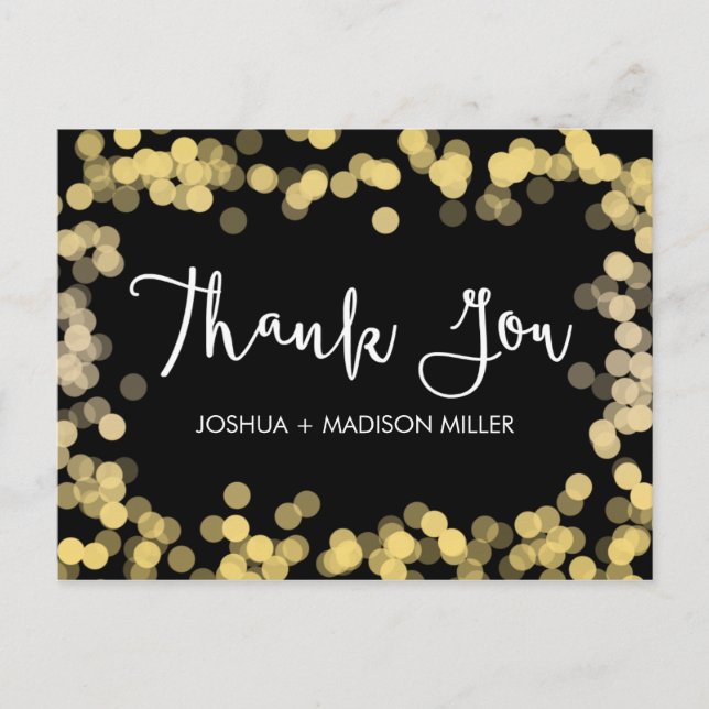 Carte postale Merci Gold Modern Elegant Wedding (Devant)