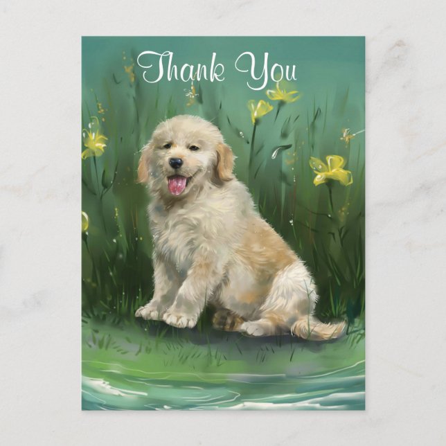 Carte postale Merci Golden Retriever Puppy (Devant)