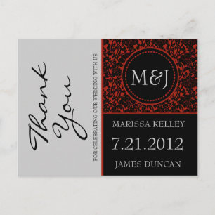 Carte Postale Merci gothique noir et rouge