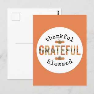 Carte Postale Merci Grateful Blessé mignon automne Thanksgiving