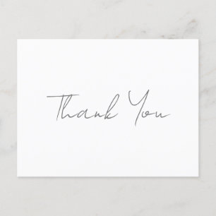 Carte Postale Merci gris manuscrit classique blanc chic