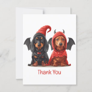 Carte Postale Merci Halloween Chiens Dachshund Chauve-Souris Dia