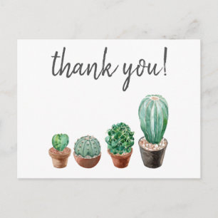 Carte Postale Merci hipster cactus aquarelle imprimé