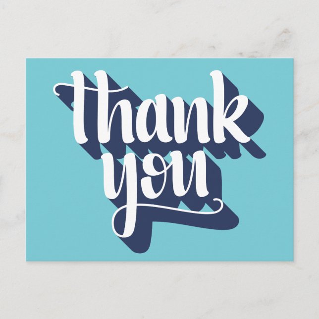 Carte Postale Merci hipster typographie bleu et blanc (Devant)