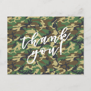Carte Postale Merci ! Impression camouflage militaire Woodland