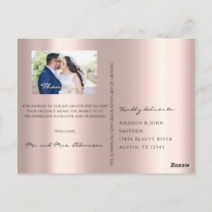 Carte Postale Merci In Love Mariage Photo Gold Script Rose