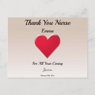 Carte Postale Merci Infirmière avec grand cœur rouge
