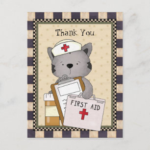 Carte postale Merci infirmière chat