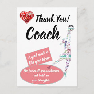 Carte Postale Merci Inspiration Quote Netball Coach
