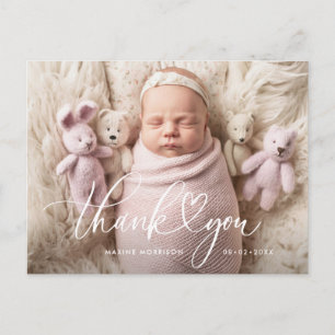 Carte Postale MERCI jolie annonce de naissance avec lettrage