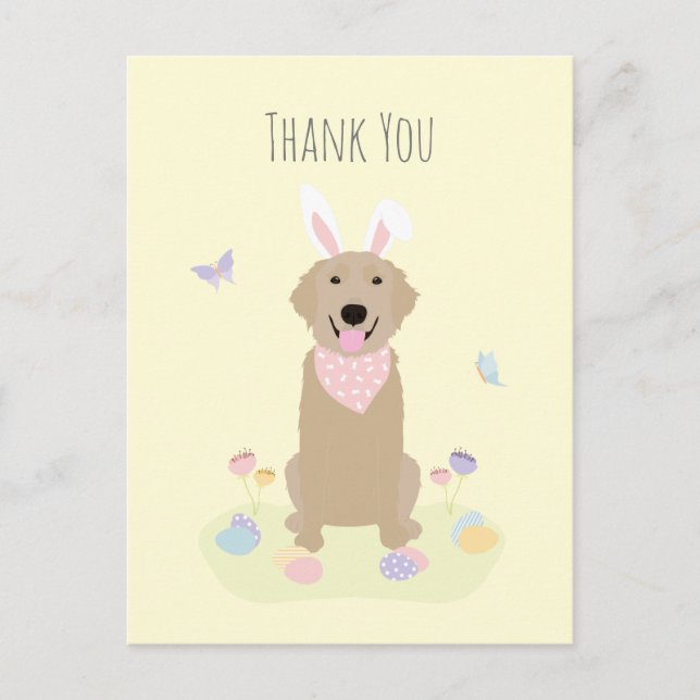 Carte Postale Merci Lapin de Pâques Golden Retriever (Devant)