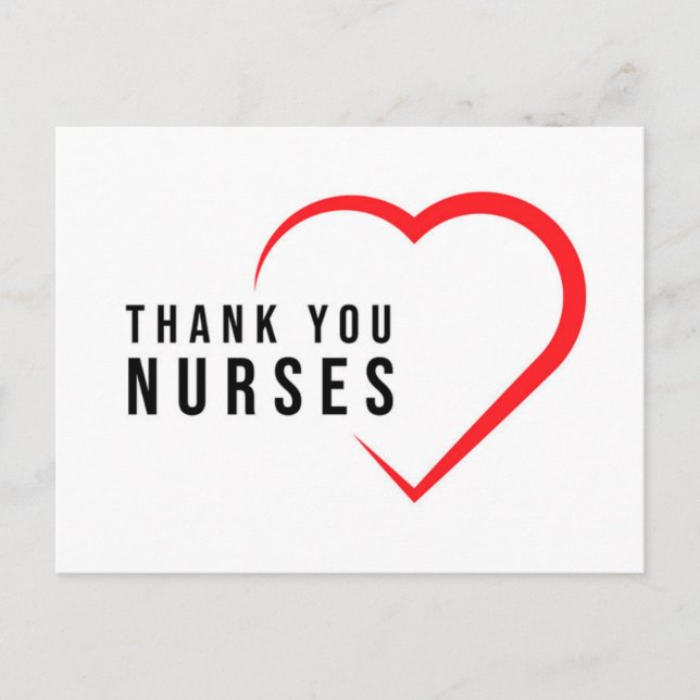 Carte Postale Merci les infirmières | Cœur Rouge (Devant)