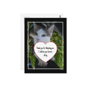 Carte Postale Merci m'adoptant.. vous aimera pour toujours Chat