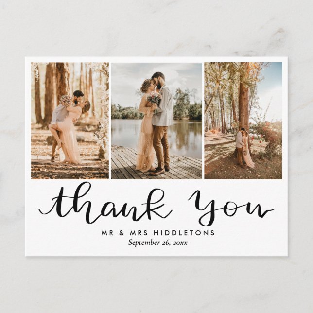 Carte Postale Merci manuscrit | Photo Mariage moderne (Devant)