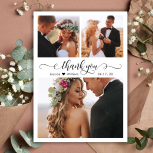 Carte Postale Merci Mariage Collage de script élégant pour budge