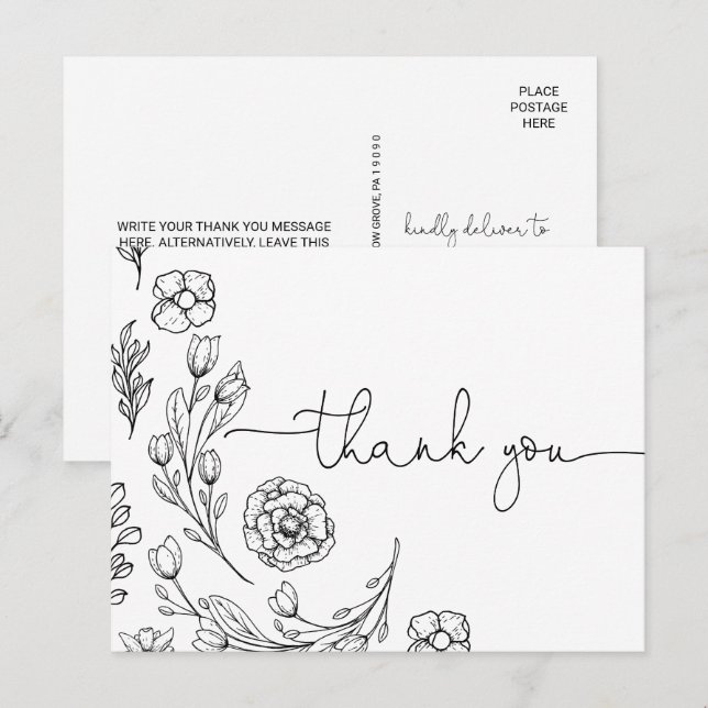 Carte Postale Merci Mariage Dainty Elegance (Devant / Derrière)