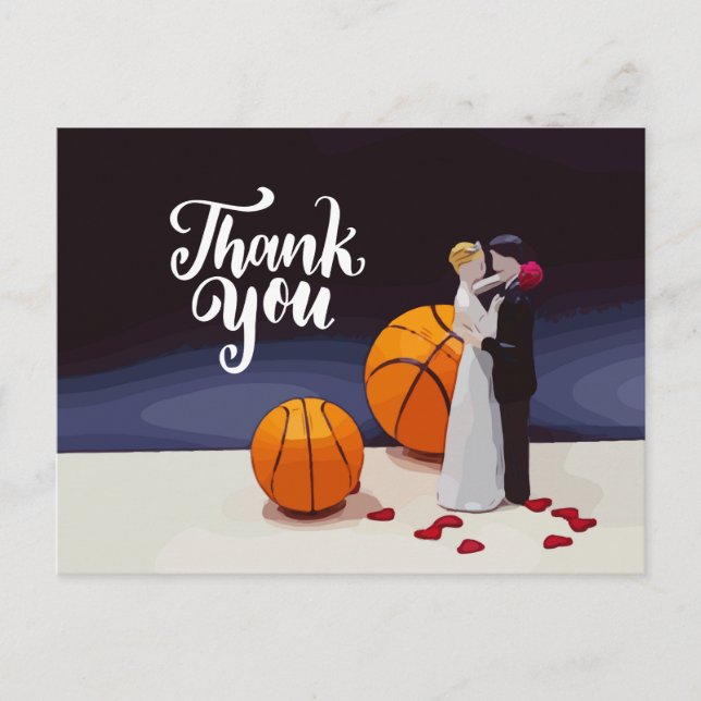 Carte Postale Merci Mariage de basket-ball (Devant)