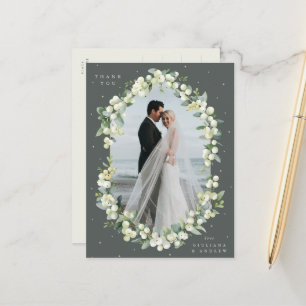 Carte Postale Merci Mariage de la canneberge verte+Eucalyptus Ph