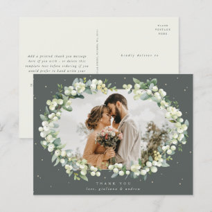 Carte Postale Merci Mariage de la canneberge verte+Eucalyptus Ph