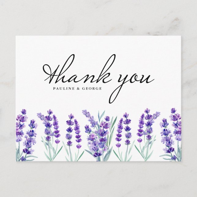 Carte Postale Merci Mariage de Lavande d'aquarelle (Devant)