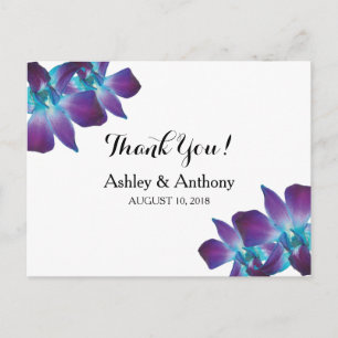Carte Postale Merci Mariage de l'orchidée bleue Dendrobium