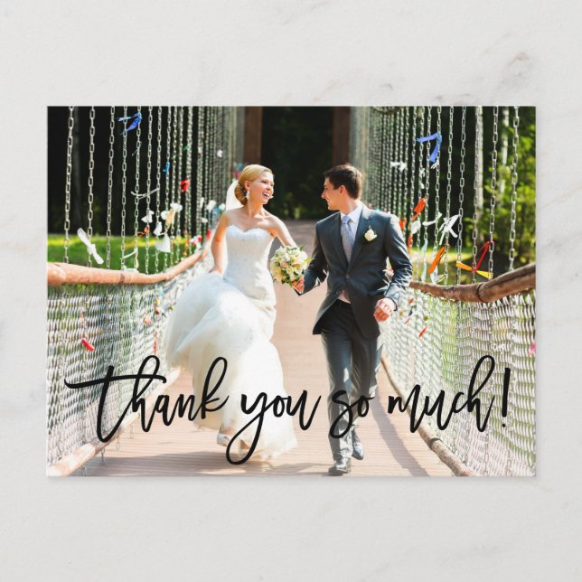 Carte Postale Merci Mariage de script de Brush moderne tellement (Devant)