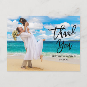 Carte Postale Merci Mariage de script de pinceau noir moderne
