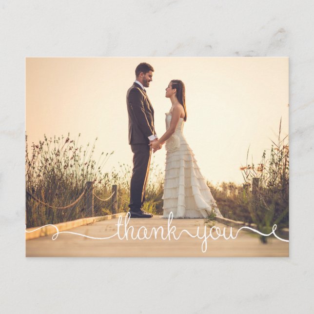 Carte postale Merci, Mariage de script simple (Devant)