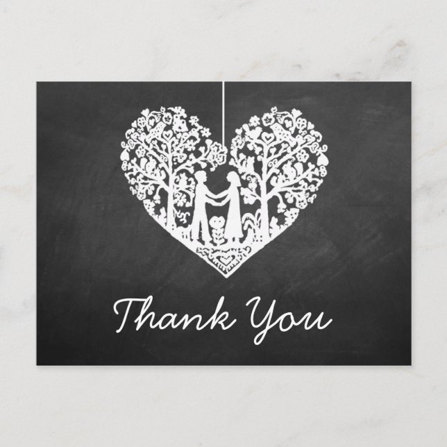 Carte Postale Merci Mariage de tableau de bord du coeur suspendu (Devant)