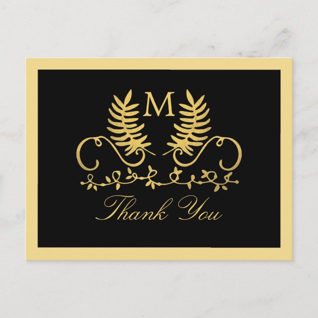Carte Postale Merci Mariage d'or floral (Devant)