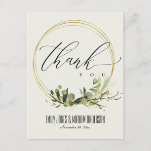 CARTE POSTALE MERCI MARIAGE EN FELEAFE VERTE FOLIAGE D'EAU COULE
