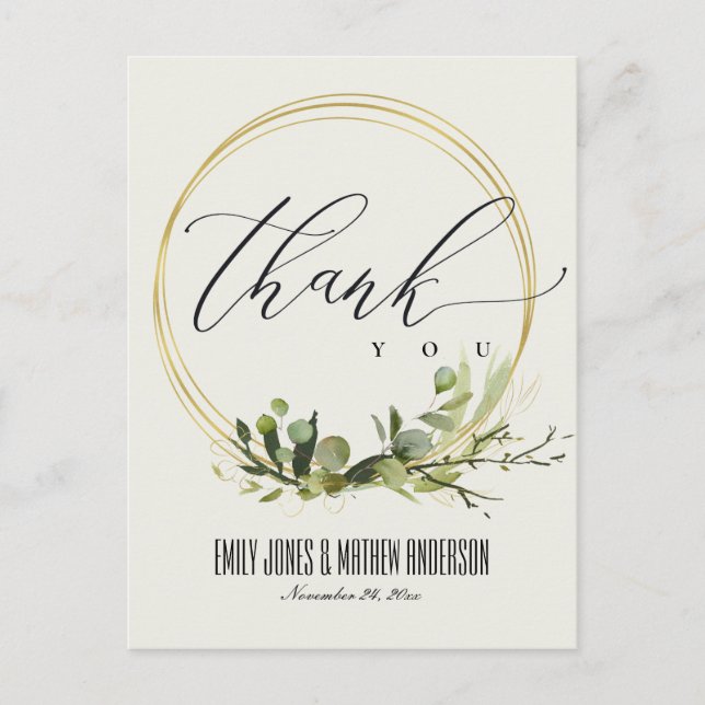CARTE POSTALE MERCI MARIAGE EN FELEAFE VERTE FOLIAGE D'EAU COULE (Devant)