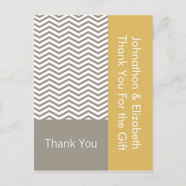 Carte Postale Merci Mariage Fiançailles Grey White Chevron (Devant)