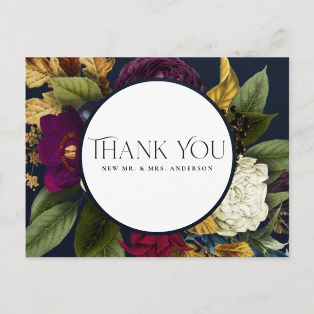 CARTE POSTALE MERCI MARIAGE FLORAL FLORAL DE LA MOITIÉ DE LA MOI (Devant)